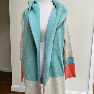 Field and Flower Hooded Wool Sweater Women's Size XL Knee Length